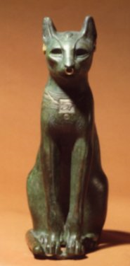 Ancient Egyptian illustration of a seated cat